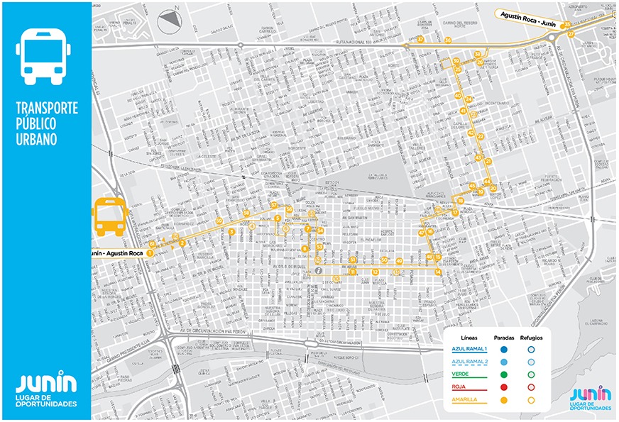 En la imagen se observa el mapa de recorrido de la linea amarilla
