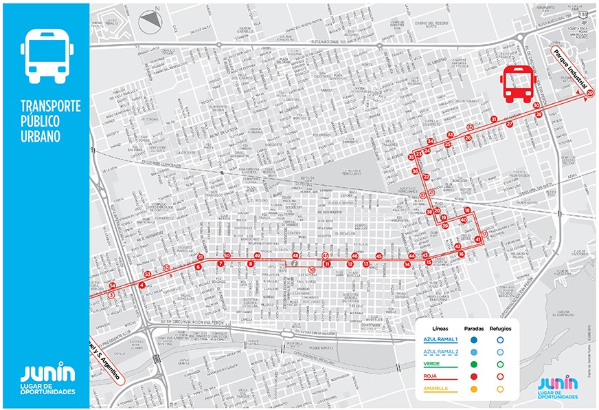 En la imagen se observa el mapa de recorrido de la linea roja